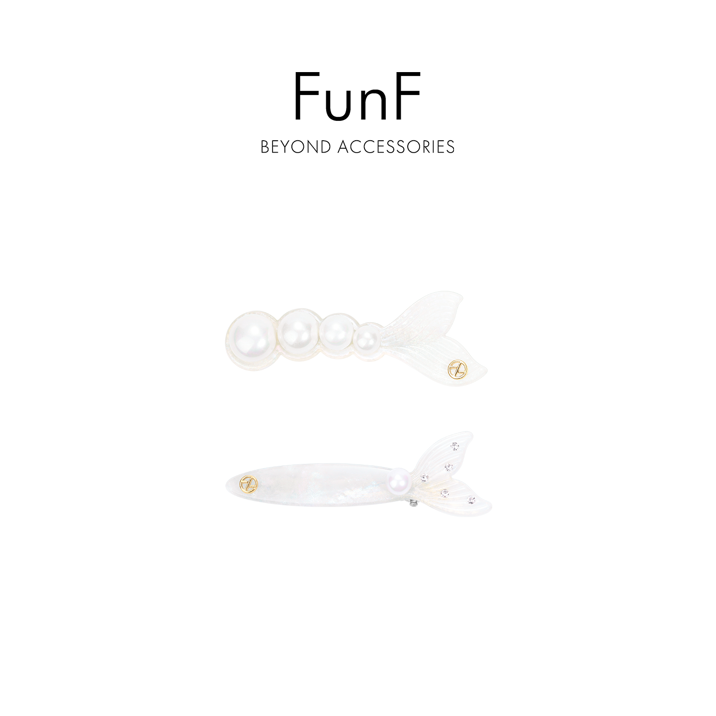 FunF/乐纷绮 杨m明星同款发夹海洋法式优雅醋酸刘海边夹 人鱼信笺