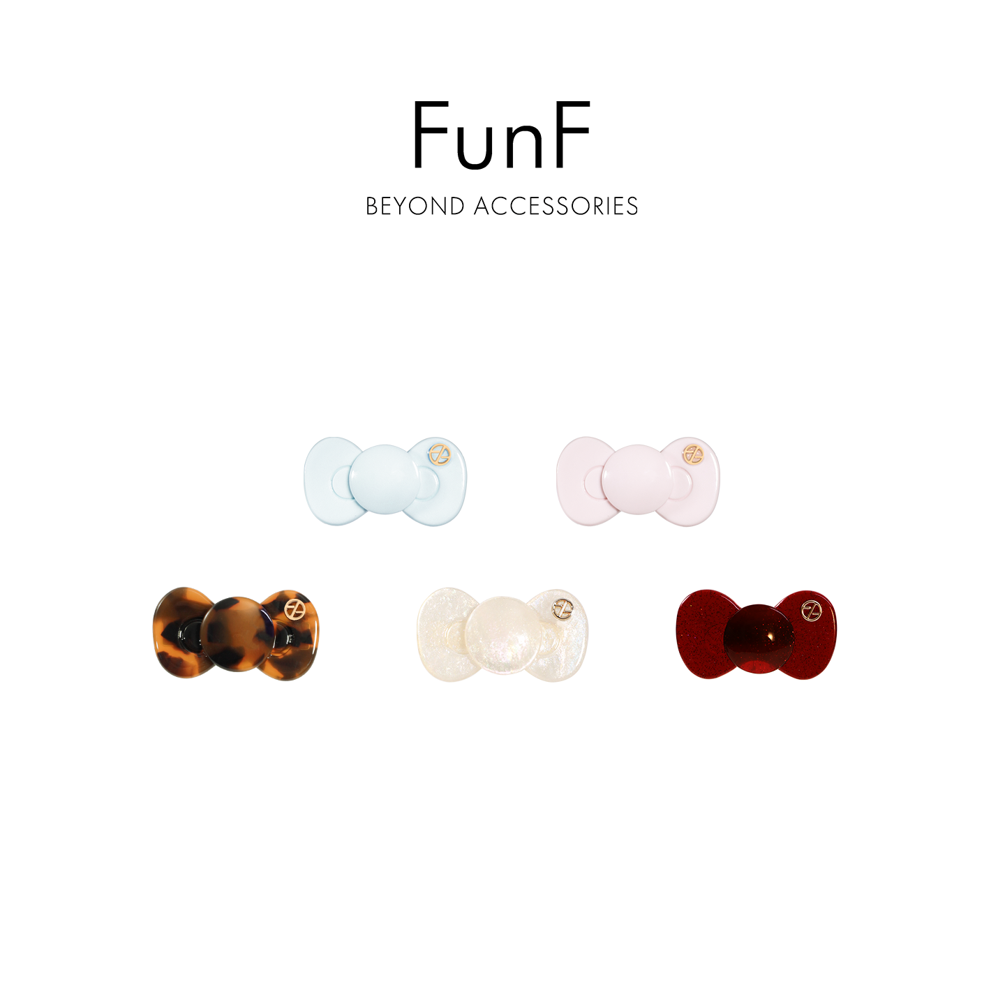 FunF/乐纷绮 孙y明星同款少女风醋酸边夹 迷你碎发夹 mini蝴蝶结
