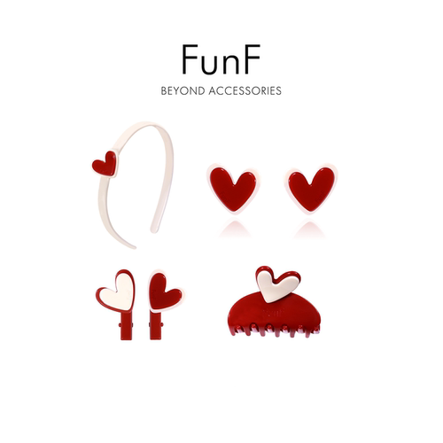 FunF/乐纷绮 欧阳娜n同款爱你系列醋酸抓夹甜美发夹边夹发箍耳钉