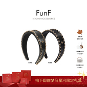 黑色小香风气质宽边发箍网红发饰 FunF 乐纷绮简约风时尚 鎏金链歌