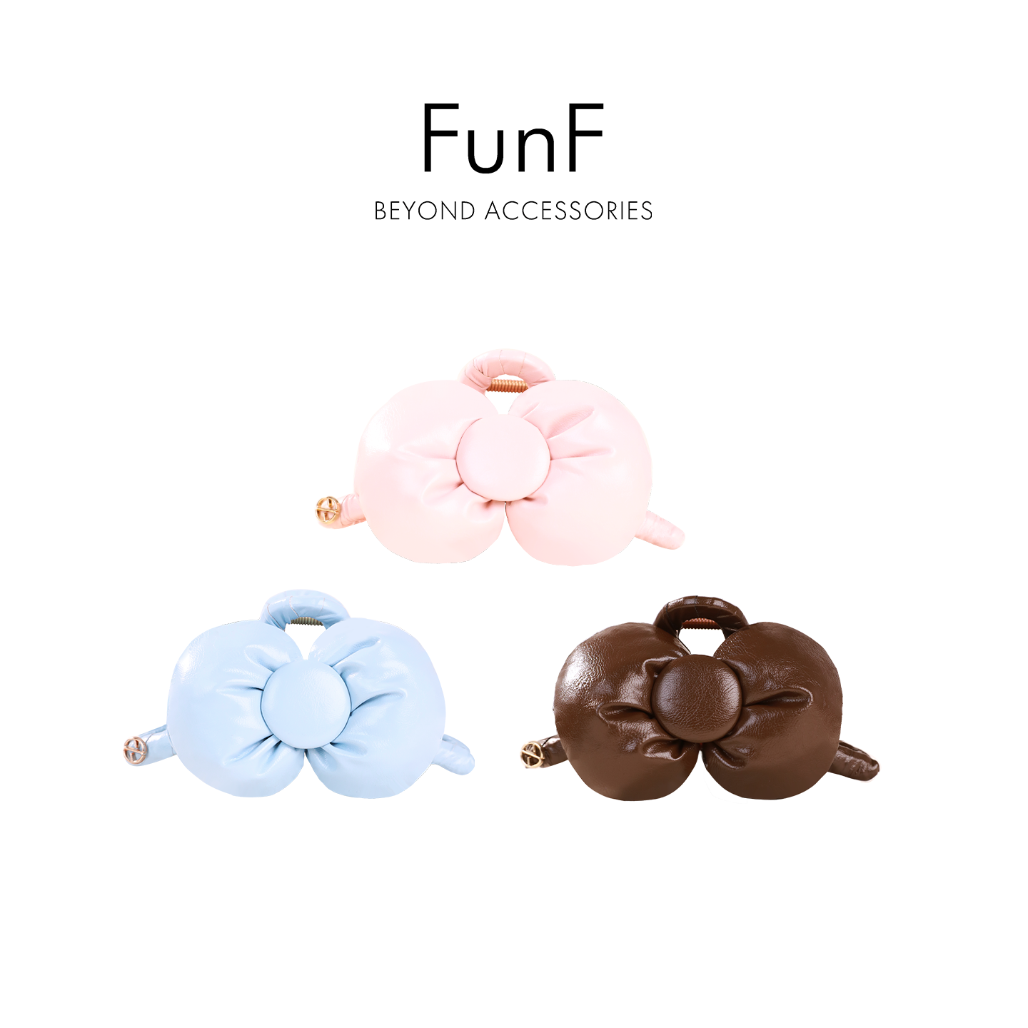 FunF/乐纷绮 休闲可爱风简约抓夹 公主蝴蝶结蓬蓬发夹 面包蝴蝶结