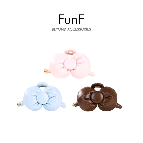 FunF/乐纷绮 休闲可爱风简约抓夹 公主蝴蝶结蓬蓬发夹 面包蝴蝶结