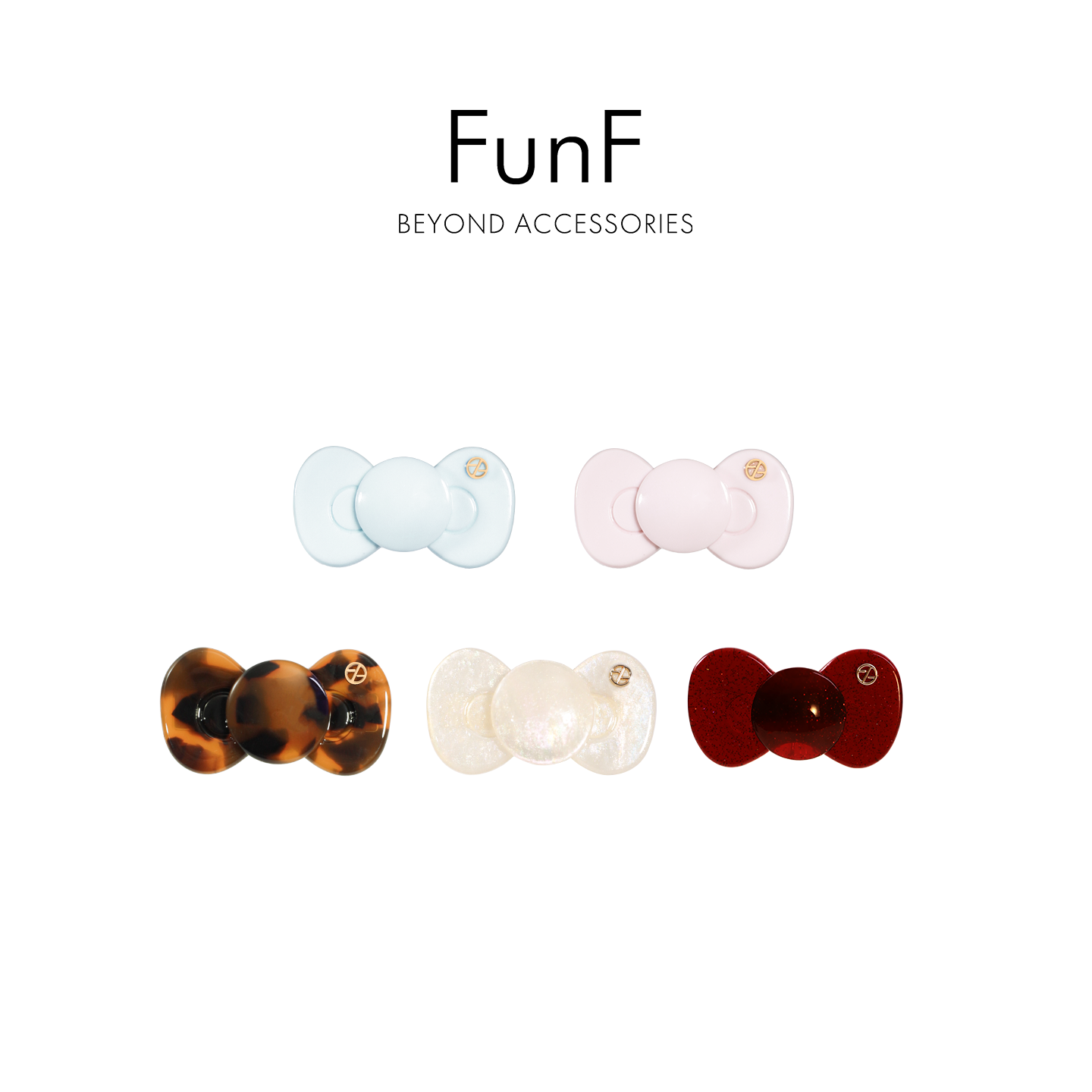 FunF/乐纷绮 孙y明星同款少女风醋酸边夹 迷你碎发夹童年蝴蝶结