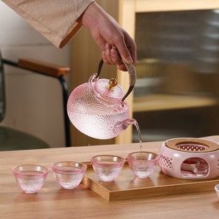花茶耐高温电陶炉煮茶烧水壶茶具套装 粉色玻璃泡茶壶家用2025新款