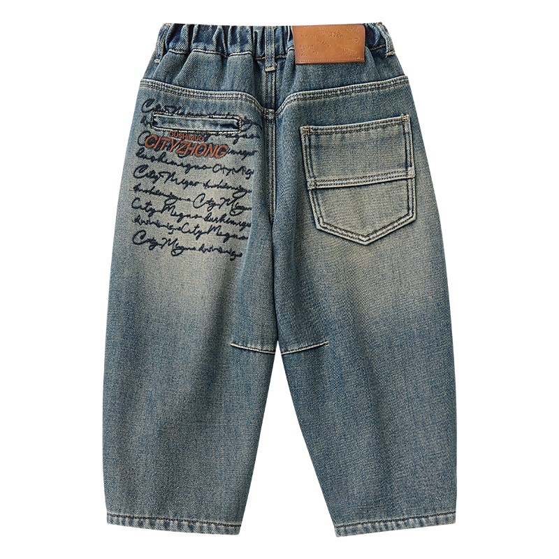 童装男童牛仔裤加绒加厚裤子秋冬款2024新款儿童冬季保暖长裤洋气