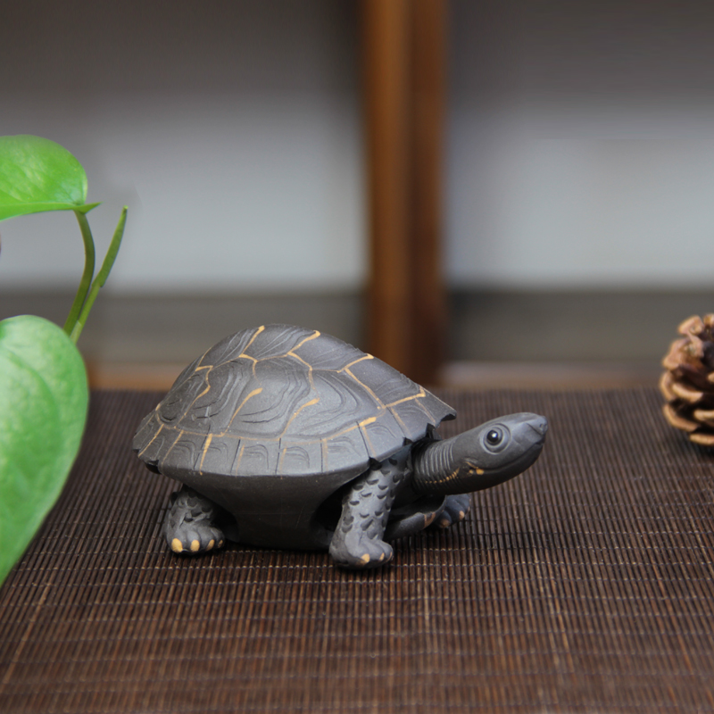 紫砂茶宠乌龟小摆件伸缩精品可养长寿龟茶盘茶桌茶玩鱼缸茶道配件