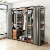 步入式 衣架卧室落地挂衣架帘子 衣柜架衣帽间置物架金属铁艺开放式