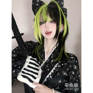 平角熊假发女长发网红春野樱里个性风甜酷挑染长直发jk全头套