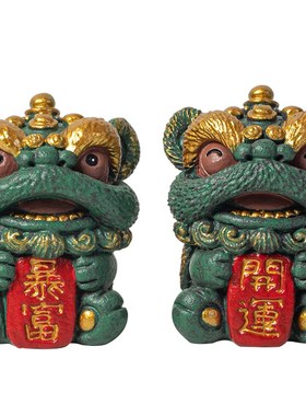 新中式可爱舞狮一对暴富开运店铺桌面装饰品创意百财大卖开业礼品