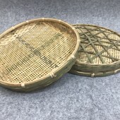 竹编竹筛子手编家用圆形簸箕有孔凉晒干货竹筛竹匾米筛竹制品装 饰