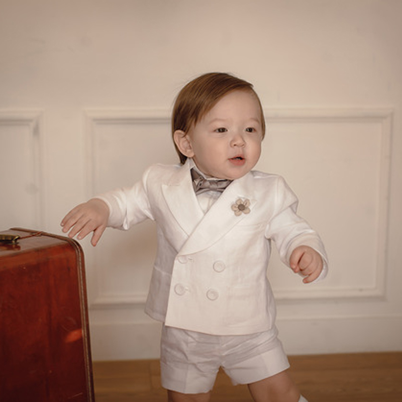 一周岁礼服男宝宝生日礼物小花童英伦风高级西服抓周儿童西装套装