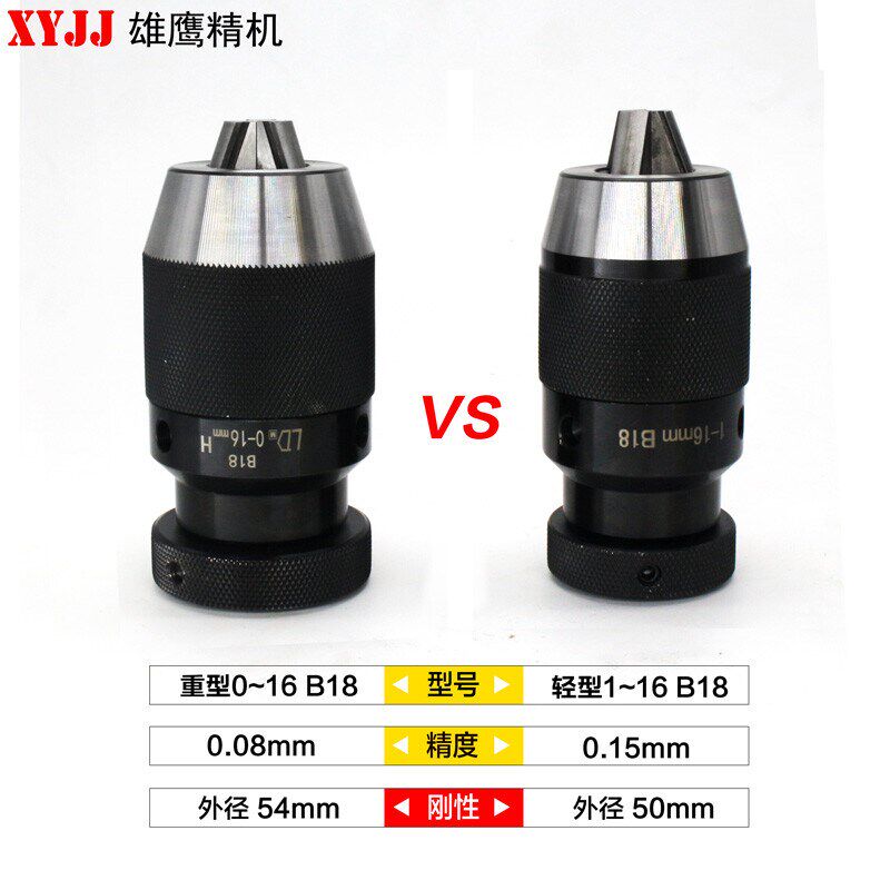 自紧钻夹头钻床铣床R8麻花钻丝攻夹具1-13/1-16车床锥度钻夹头(