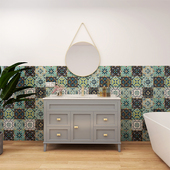 卫生间创意复古瓷砖贴纸浴室墙纸自粘防水防潮厨房防油墙贴画加厚