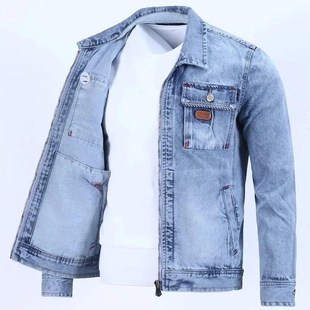 建筑工人上衣复古时尚 牛仔外套工装 拉链耐磨耐脏夹克 男士 春秋新款