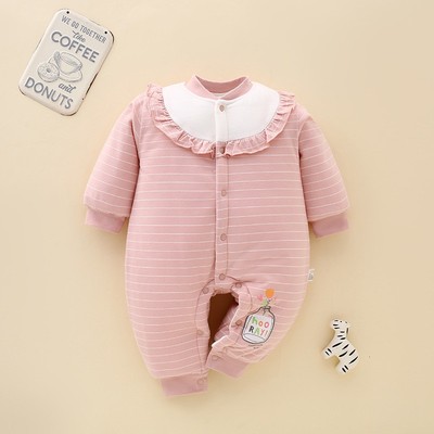 春秋冬新生婴儿连体衣加厚保暖夹棉衣服纯棉男女宝宝内衣睡衣棉服