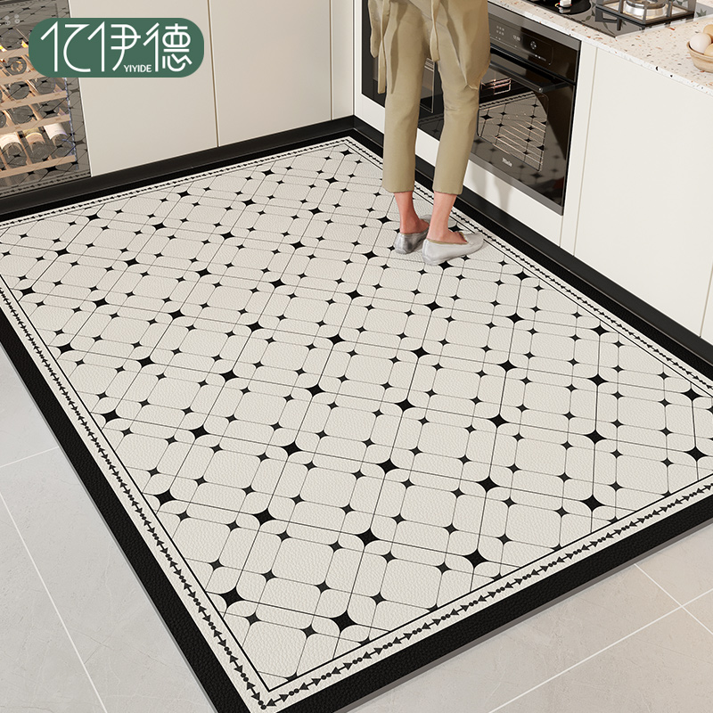 厨房防滑防油地垫可擦免洗pvc脚垫2024新款专用防水满铺皮革地毯