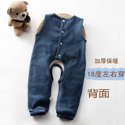 宝宝保暖背带裤婴幼儿开裆0-1-2岁婴儿秋冬季连体裤加厚加绒裤子