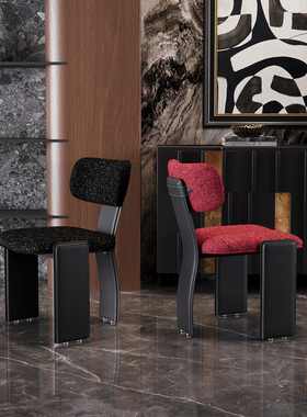 新款意式轻奢餐椅现代简约风马鞍皮设计师椅会议椅接待椅书房椅子