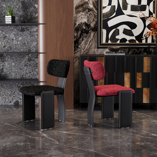 新款意式轻奢餐椅现代简约风马鞍皮设计师椅会议椅接待椅书房椅子