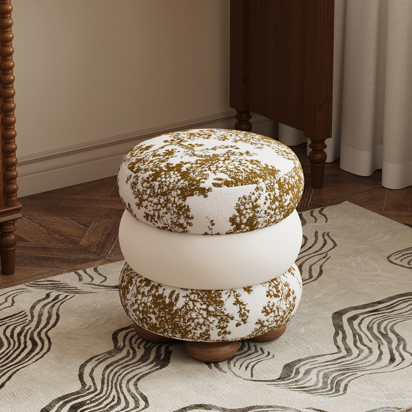 奶油风梳妆凳化妆凳化妆椅