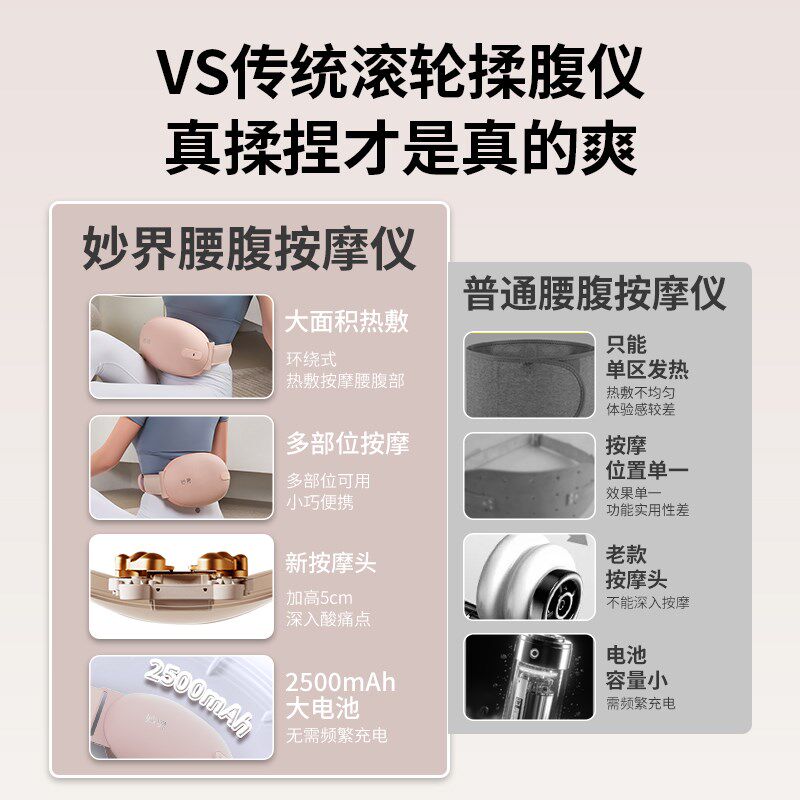 妙界N8S暖宫揉腹仪腰背部颈椎按摩器便秘腹胀揉肚子神器送女朋友