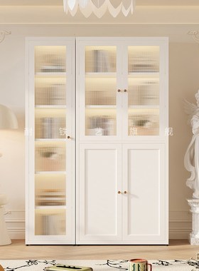 儿童书柜书架铁艺法式落地展示柜卧室玩具带门组合收纳柜置物柜子