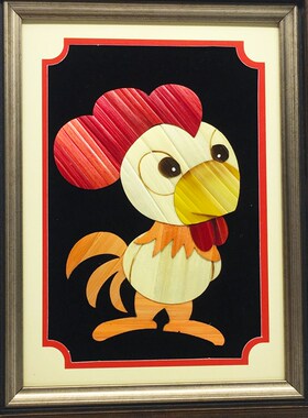 西安工艺品 麦秆画 摆件装饰画 旅游纪念品 十二生肖 大雁塔