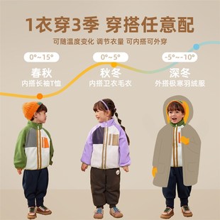 儿童摇粒绒外套秋冬男童上衣加绒保暖女童棉衣抗静电小童童装冬装