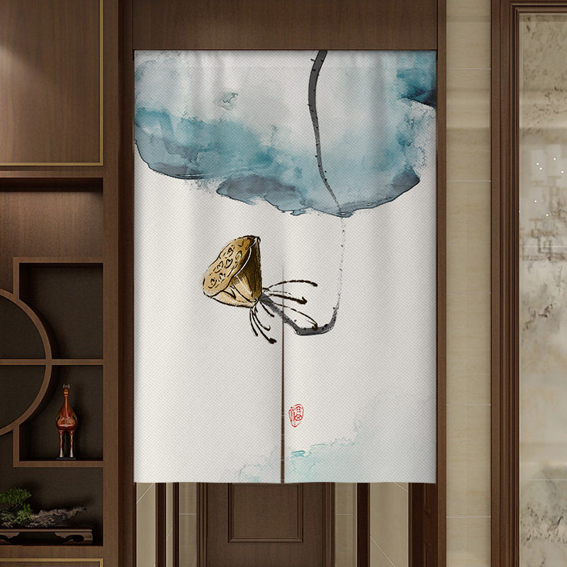 定制中式荷花布艺门帘卫生间门对门化解布帘厕所玄关隔断半截半帘,居家布艺,门帘,淘宝优惠券,粉丝福利购,淘宝优惠卷