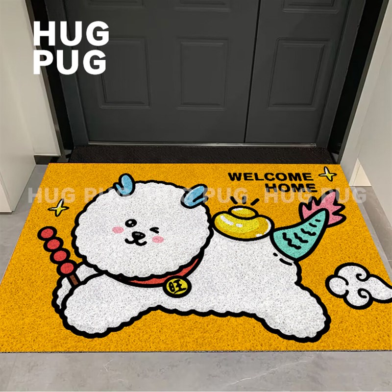 比熊龙年卡通周边垫子可擦洗pu厨房地毯家用进门丝圈