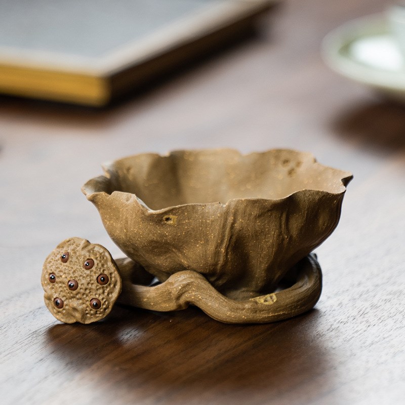 宜兴紫砂茶漏套装纯手工荷叶莲蓬滤茶器过滤网架子托功夫茶具茶宠