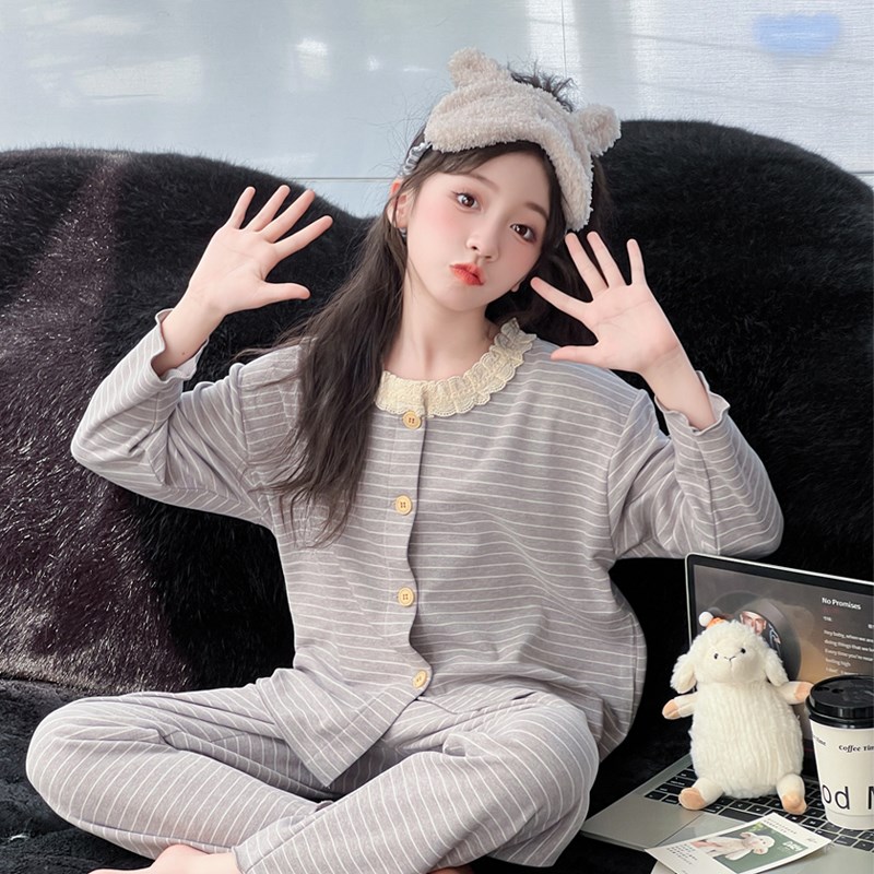 女童睡衣秋冬季德绒女孩洋气保暖中大童薄绒洋气可爱家居服两件套