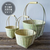 鸡蛋提篮竹编小果篮 儿童手提篮外出拍摄道具竹提篮鸡蛋篮 竹制品