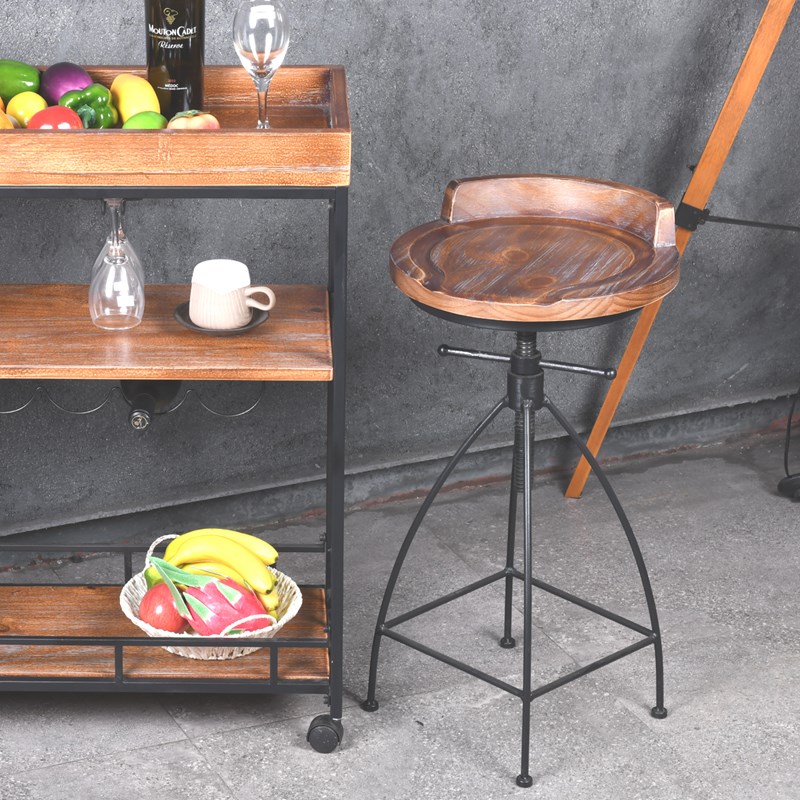 美式乡村吧台凳家用厨房柜台高脚凳工业风酒吧椅低靠背升降旋转凳