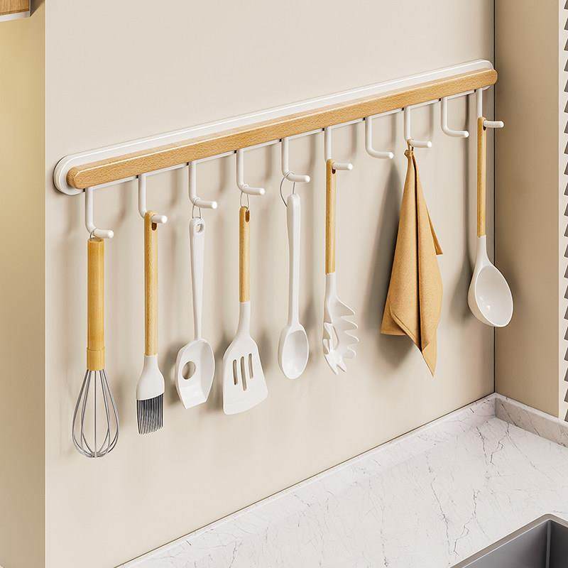 厨房墙上壁挂式挂钩免打孔粘钩挂勺子铲子挂架锅铲置物架排钩挂杆,收纳整理,挂钩/粘钩,淘宝优惠券,粉丝福利购,淘宝优惠卷