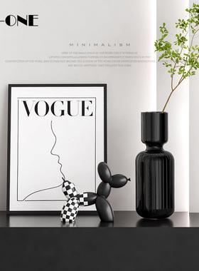 轻奢玻璃花瓶摆件客厅插花高级感组合套餐样板间桌面软装饰品摆设