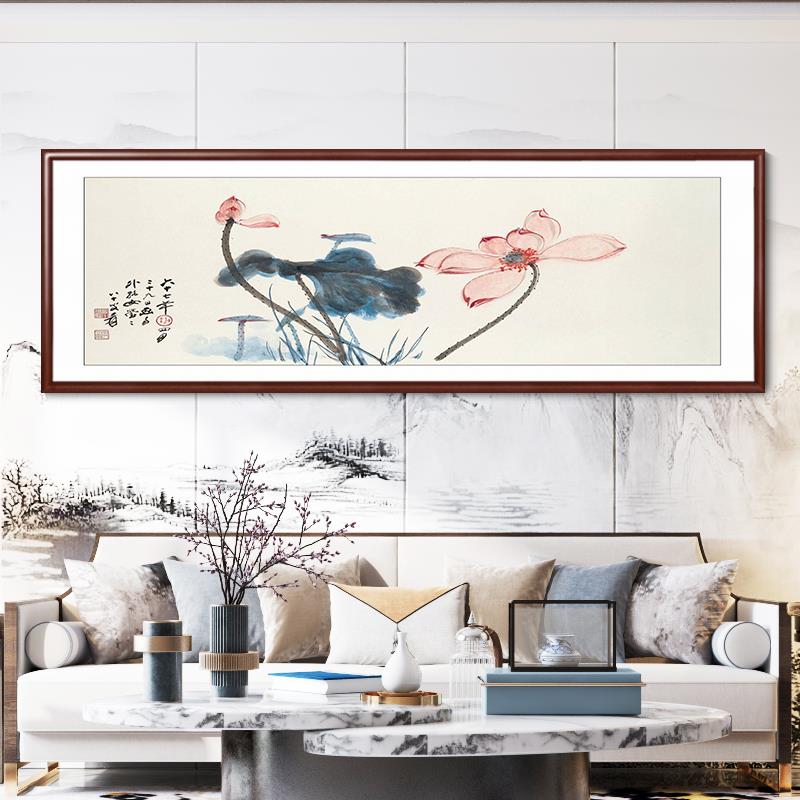 张大千荷花挂画客厅装饰画办公室中式水墨国画齐白石茶室餐厅壁画