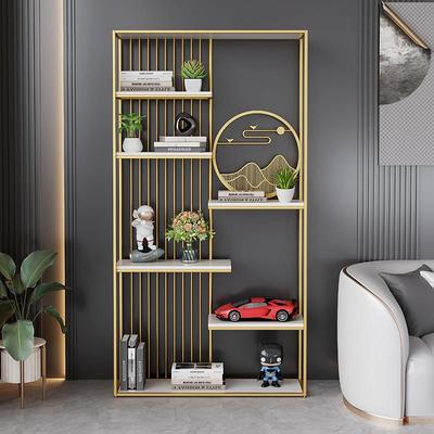 轻奢风铁艺置物架现代简约书架客厅收纳架装饰架隔断展示架博古架