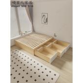 定制储物大抽屉床小户型全拉床箱实木排骨架铺板高箱榻榻米软包床