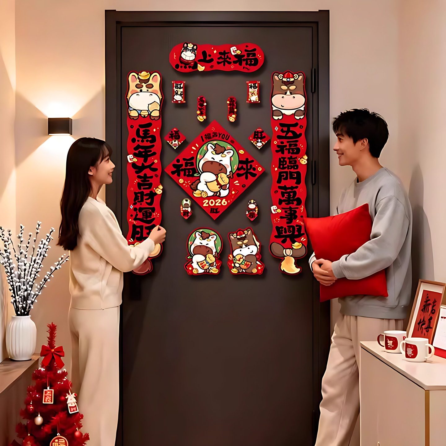 2026年新款对联马年春联磁吸春节新年马年福字过年门贴家用装饰套,节庆用品/礼品,对联,淘宝优惠券,粉丝福利购,淘宝优惠卷