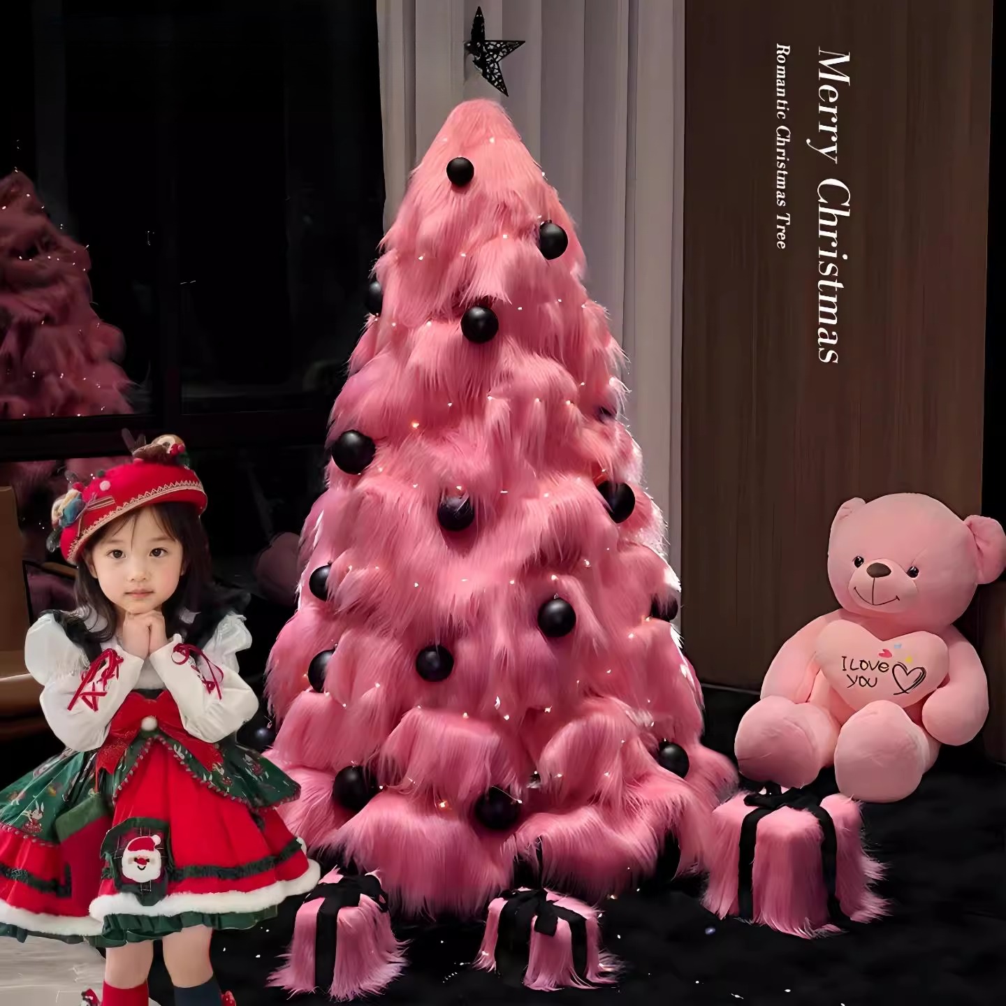粉色圣诞树摆件落地圣诞节装饰品
