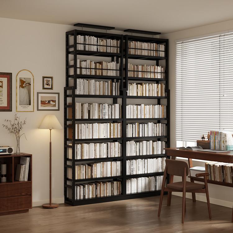 实木书架满墙书柜落地顶天立地书墙式隔断架图书馆置物架整墙到顶