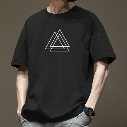 简木迹短袖男款夏季宽松简约重磅圆领t恤男潮流百搭休闲半袖上衣