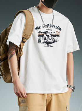 简木迹短袖t恤男新款夏季纯棉潮流男装宽松男生上衣半袖男款体恤