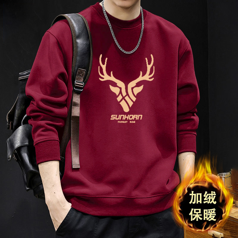 简木迹重磅圆领卫衣男士秋冬季