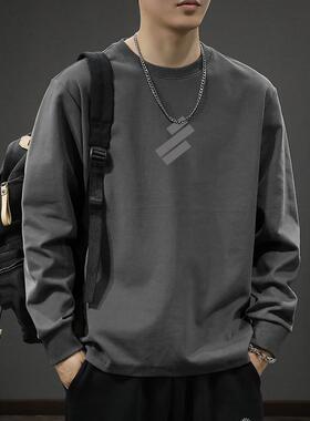 春秋季纯棉长袖t恤男士宽松潮牌体恤ins美式情侣印花圆领休闲卫衣