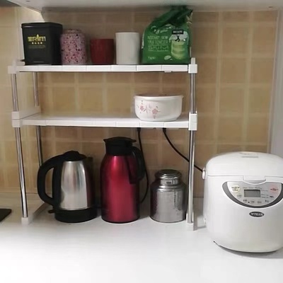 可伸缩20cm宽厨房橱柜衣柜置物架隔板层架可叠加桌面收纳架隔层架