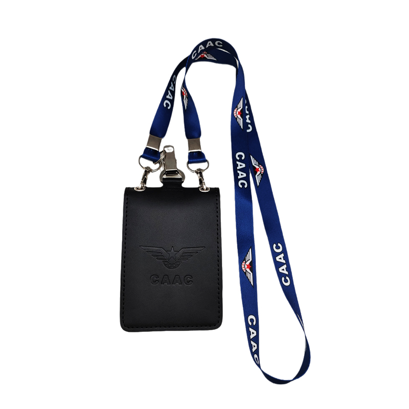 中国民航证件卡套CAAC机场控制区出入工牌双层皮质高清窗口胸牌挂