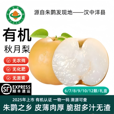 有机秋月梨洋县朱鹮之乡特产应季水果脆甜多汁无渣孕妇儿童无农残