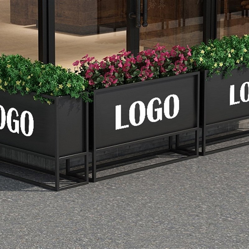户外隔断花箱铁艺花架围栏餐厅商场售楼部栅栏落地长方形花槽定制